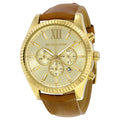  Shop Authentic Michael Kors Lexington Chronograph Gold Dial Brown Leather Strap Watch For Men - MK8447 - Luxxuri