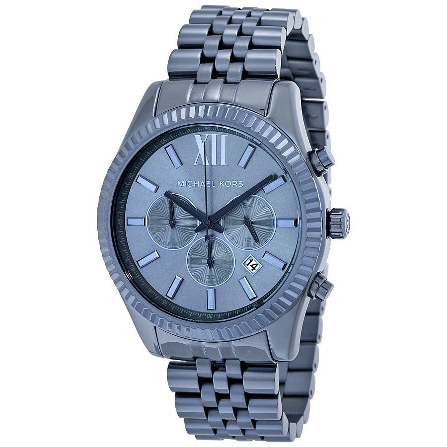  Shop Authentic Michael Kors Lexington Chronograph Blue Dial Blue Steel Strap Watch for Men - MK8480 - Luxxuri