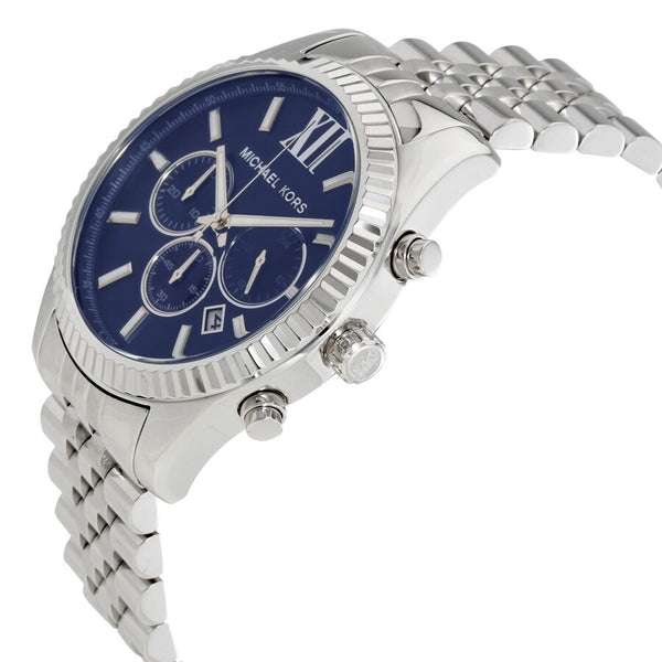  Shop Authentic Michael Kors Lexington Chronograph Blue Dial Silver Steel Strap Watch for Men - MK8280 - Luxxuri