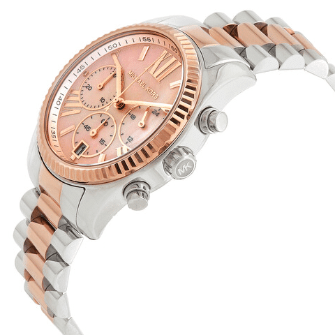Michael Kors Lexington Chronograph Rose Gold Dial Two Tone Steel Strap Watch For Women - MK7219