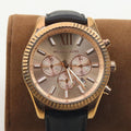  Shop Authentic Michael Kors Lexington Chronograph Rose Gold Dial Black Leather Strap Watch For Men - MK8516 - Luxxuri