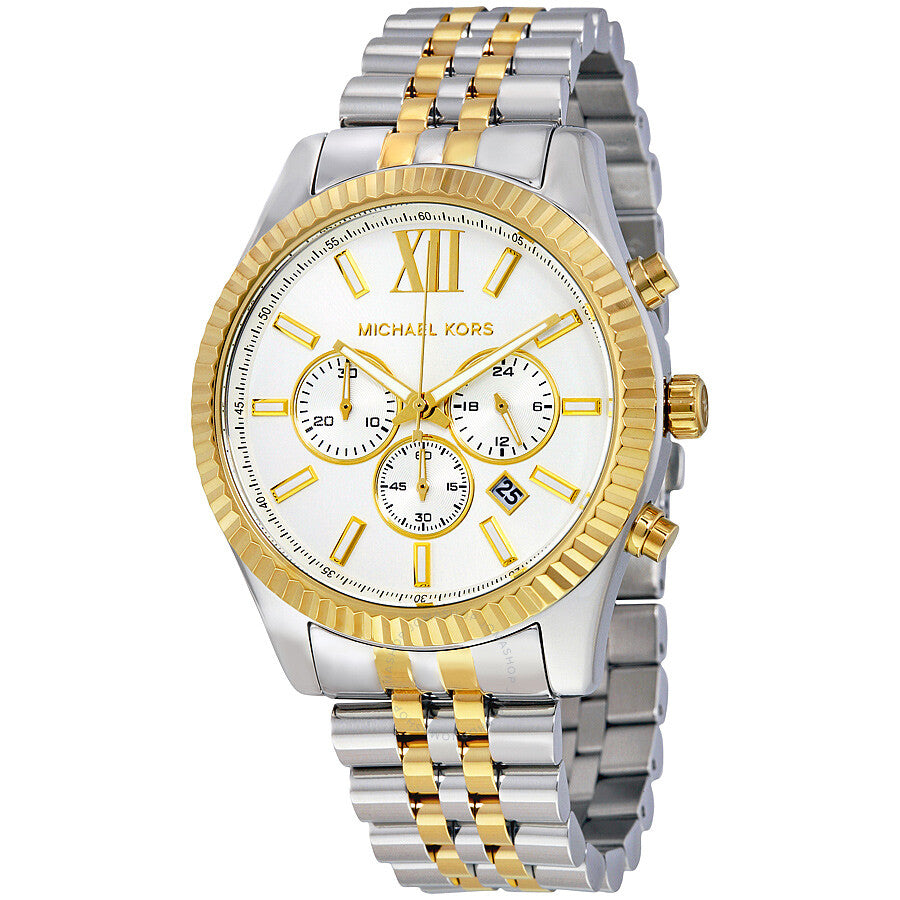 Shop Authentic Michael Kors Lexington Silver Dial Two Tone Steel Strap Watch for Men - MK8344 - Luxxuri