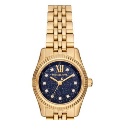  Shop Authentic Michael Kors Lexington Three-Hand Blue Dial Gold Steel Strap Watch for Women - MK4802 - Luxxuri
