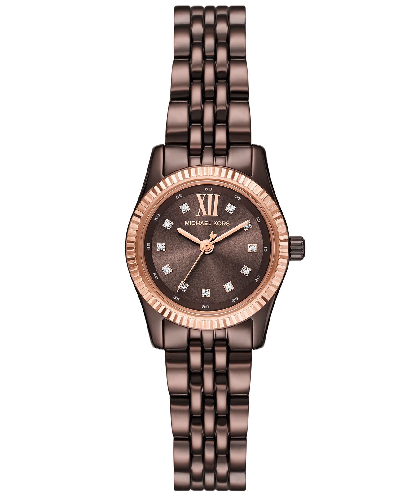 Shop Authentic Michael Kors Lexington Three-Hand Brown Dial Brown Steel Strap Watch for Women - MK4844 - Luxxuri