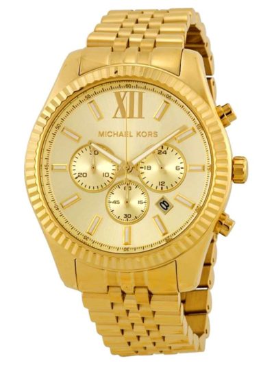 Michael Kors Lexington Gold Dial Gold Steel Strap Watch for Men - MK8281