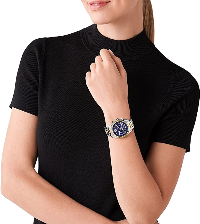  Shop Authentic Michael Kors Lexington Chronograph Blue Dial Two Tone Steel Strap Watch For Women - MK7218 - Luxxuri