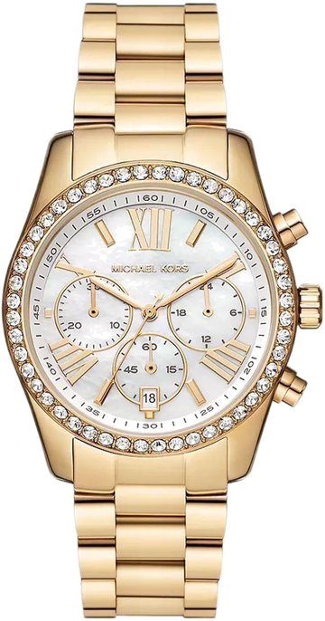  Shop Authentic Michael Kors Lexington Mother of Pearl White Dial Gold Steel Strap Watch For Women - MK7241 - Luxxuri