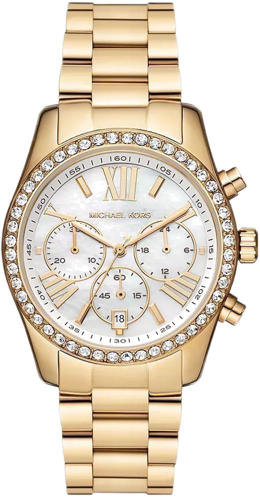  Shop Authentic Michael Kors Lexington Mother of Pearl White Dial Gold Steel Strap Watch For Women - MK7241 - Luxxuri