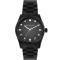 Michael Kors Lexington Lux Black Dial Black Steel Strap Watch For Women - MK7442