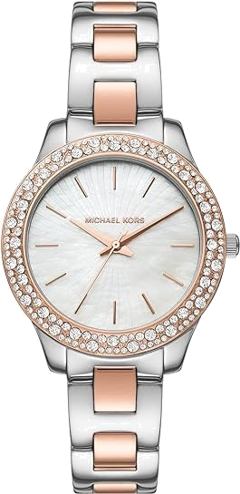  Shop Authentic Michael Kors Liliane Quartz Mother of Pearl White Dial Two Tone Steel Strap Watch For Women - MK1048 - Luxxuri