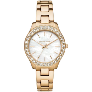  Shop Authentic Michael Kors Liliane Mother of Pearl White Dial Gold Steel Strap Watch For Women - MK4555 - Luxxuri