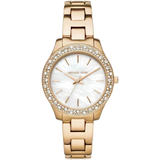  Shop Authentic Michael Kors Liliane Mother of Pearl White Dial Gold Steel Strap Watch For Women - MK4555 - Luxxuri