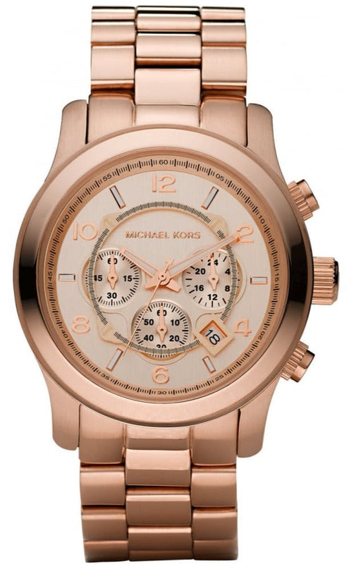  Shop Authentic Michael Kors Runway Chronograph Rose Gold Dial Rose Gold Steel Strap Watch for Men - MK8096 - Luxxuri