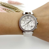  Shop Authentic Michael Kors Parker White Dial White Leather Strap Watch for Women - MK2277 - Luxxuri