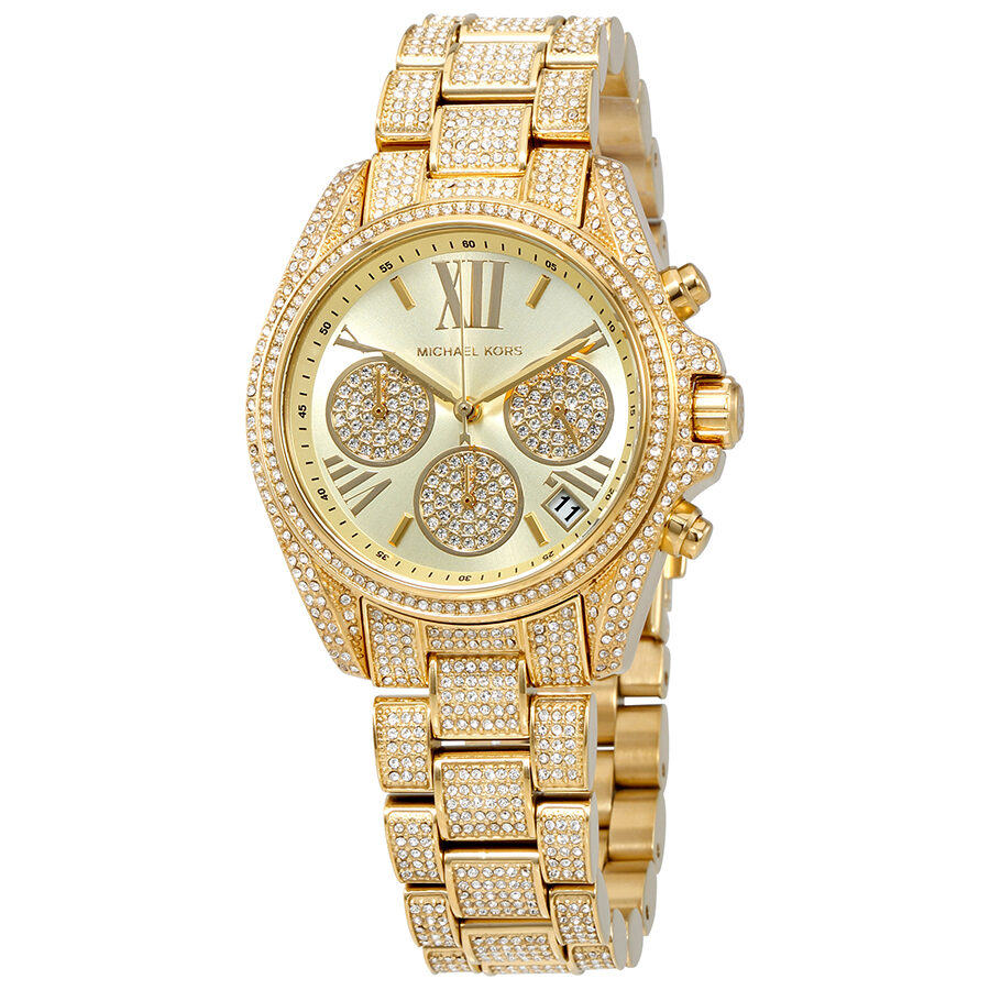  Shop Authentic Michael Kors Mini Bradshaw Crystals Gold Dial Gold Steel Strap Watch For Women - MK6494 - Luxxuri