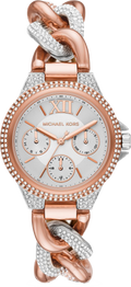 Michael Kors Camille Pavé Chronograph Silver Dial Two Tone Steel Strap Watch for Women - MK6843