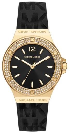  Shop Authentic Michael Kors Mini Lennox Quartz Black Dial Black Silicone Strap Watch For Women - MK7281 - Luxxuri