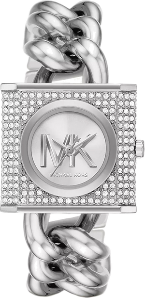  Shop Authentic Michael Kors Chain Lock Pave Silver Dial Silver Steel Strap Watch For Women - MK4718 - Luxxuri