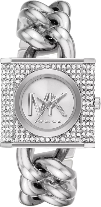  Shop Authentic Michael Kors Chain Lock Pave Silver Dial Silver Steel Strap Watch For Women - MK4718 - Luxxuri