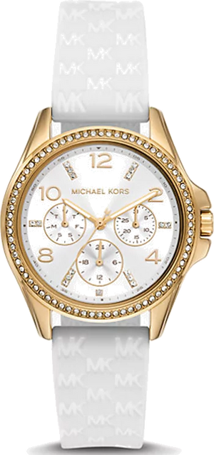  Shop Authentic Michael Kors Mini Pilot Quartz Silver Dial White Silicone Strap Watch For Women - MK7372 - Luxxuri