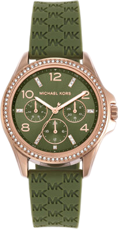  Shop Authentic Michael Kors Mini Pilot Chronograph Green Dial Green Silicone Strap Watch For Women - MK7421 - Luxxuri