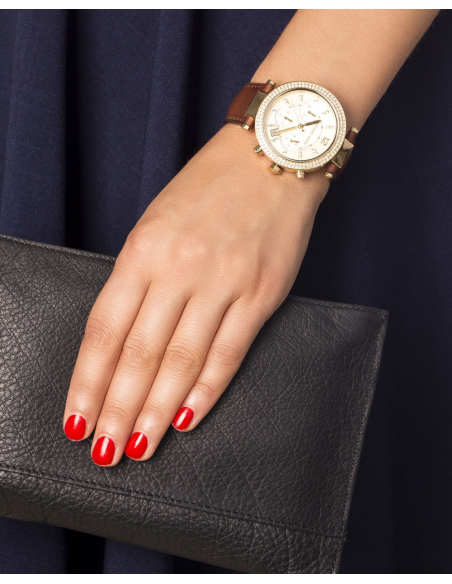  Shop Authentic Michael Kors Parker Champagne Dial Brown Leather Strap Watch for Women - MK2249 - Luxxuri