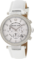 Michael Kors Parker White Dial White Leather Strap Watch for Women - MK2277