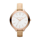  Shop Authentic Michael Kors Runway Slim Quartz White Dial Beige Leather Strap Watch For Women - MK2284 - Luxxuri