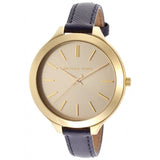  Shop Authentic Michael Kors Runway Quartz Gold Dial Blue Leather Strap Watch For Women - MK2285 - Luxxuri