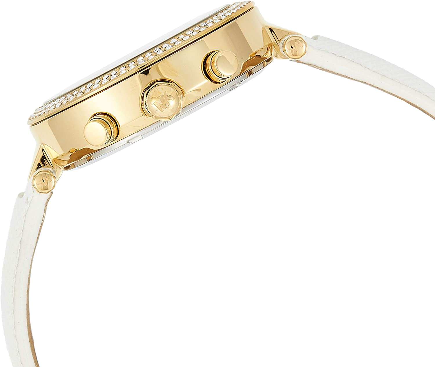 Michael Kors Parker White Dial with Diamonds White Leather Strap Watch for Women - MK2290