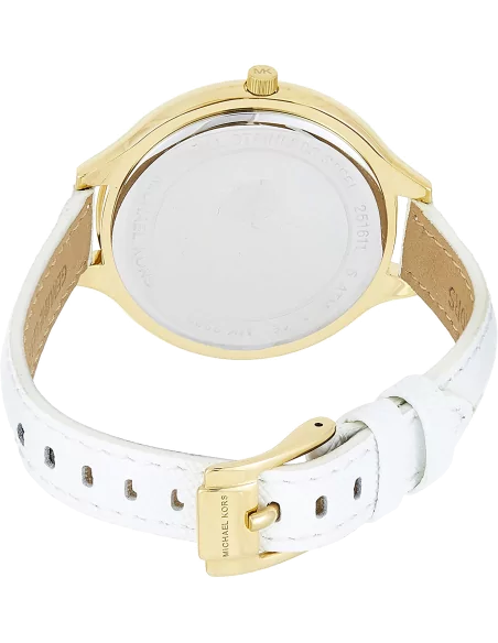  Shop Authentic Michael Kors Slim Runway Quartz Gold Dial White Leather Strap Watch For Women - MK2389 - Luxxuri