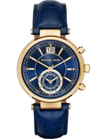 Michael Kors Sawyer Blue Dial Blue Leather Strap Watch for Women - MK2425