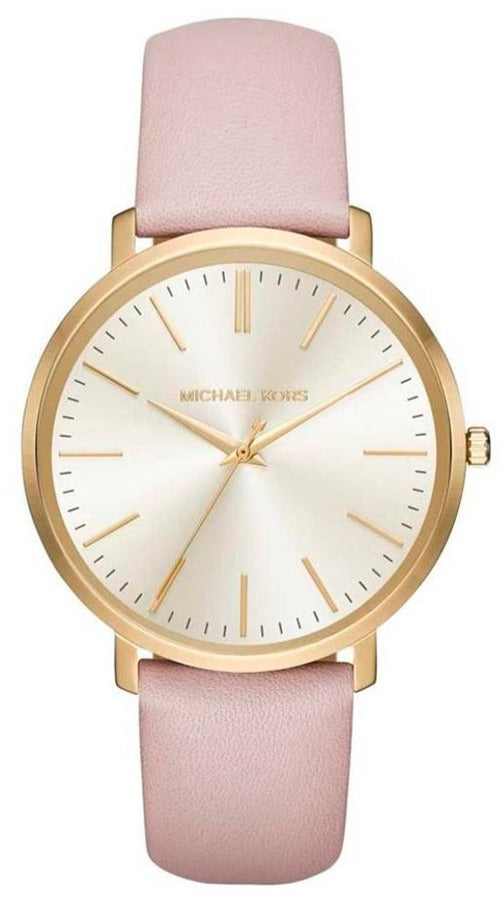  Shop Authentic Michael Kors Jaryn Quartz Gold Dial Pink Leather Strap Watch For Women - MK2471 - Luxxuri