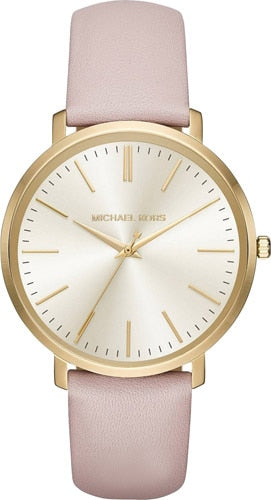  Shop Authentic Michael Kors Jaryn Quartz Gold Dial Pink Leather Strap Watch For Women - MK2471 - Luxxuri