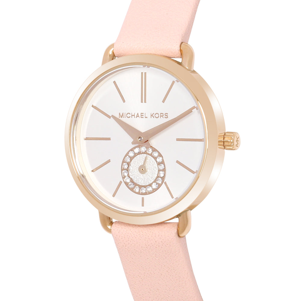  Shop Authentic Michael Kors Petite Portia Silver Dial Pink Rubber Strap Watch For Women - MK2735 - Luxxuri