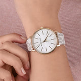  Shop Authentic Michael Kors Pyper Quartz Silver Dial White Leather Strap Watch For Women - MK2858 - Luxxuri