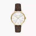 Michael Kors Addyson Three-Hand Silver Dial Brown Leather Strap Watch for Women - MK2945
