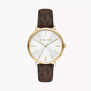  Shop Authentic Michael Kors Addyson Three-Hand Silver Dial Brown Leather Strap Watch for Women - MK2945 - Luxxuri