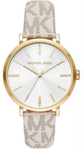 Michael Kors Pyper Analog Silver Dial White Leather Strap Watch for Women - MK2946