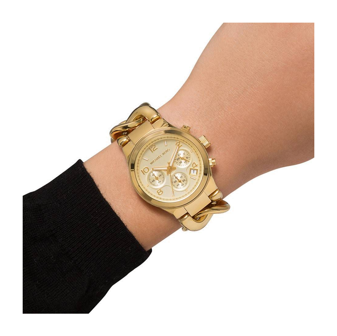 Michael Kors Runway Twist Gold Dial Gold Stainless Steel Strap Watch for Women - MK3131
