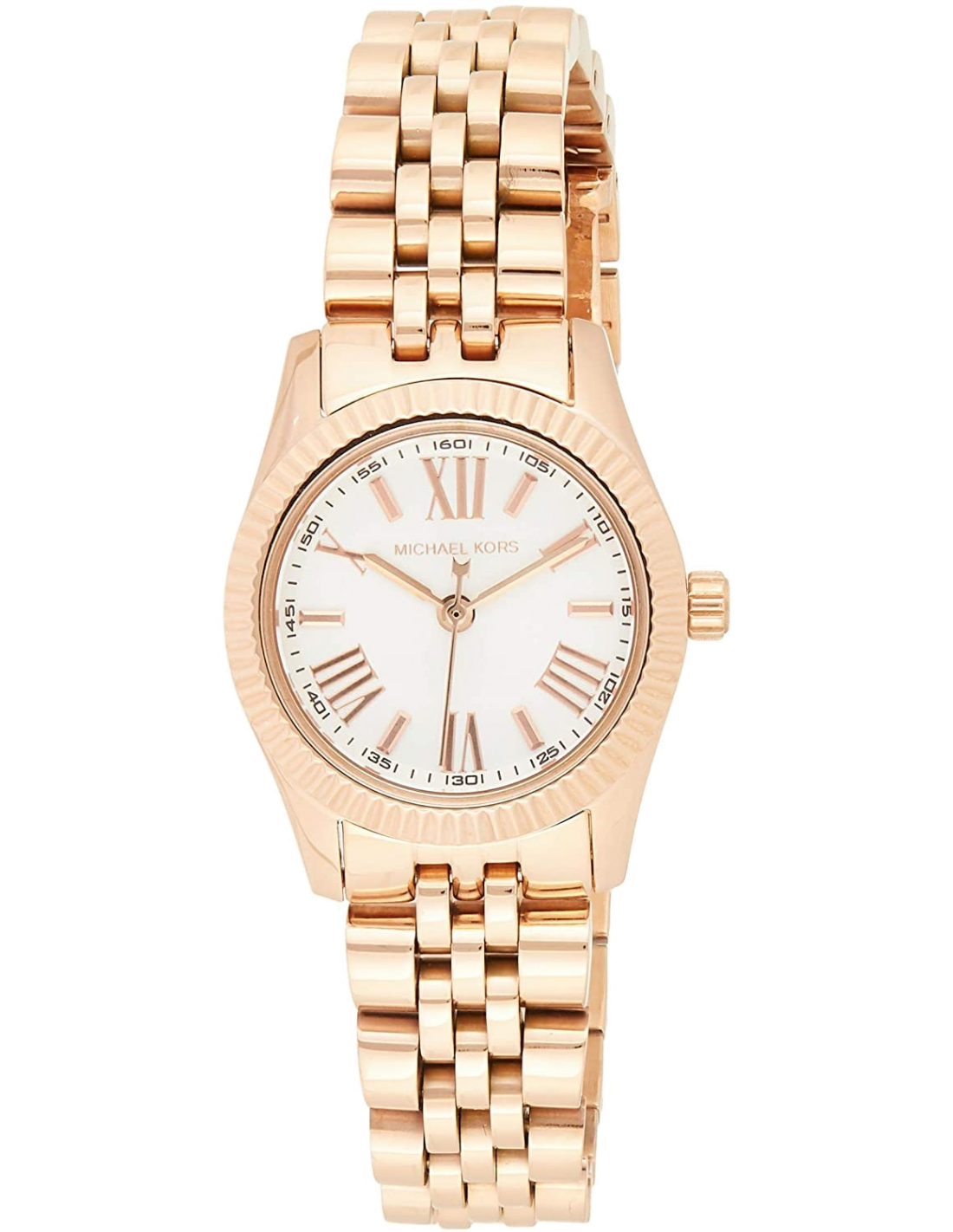 Michael Kors Lexington Quartz White Dial Rose Gold Steel Strap Watch For Women - MK3230