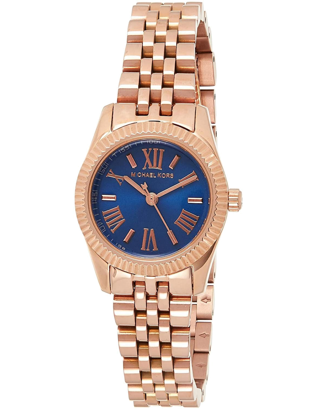 Michael Kors Lexington Quartz Blue Dial Rose Gold Steel Strap Watch For Women - MK3272