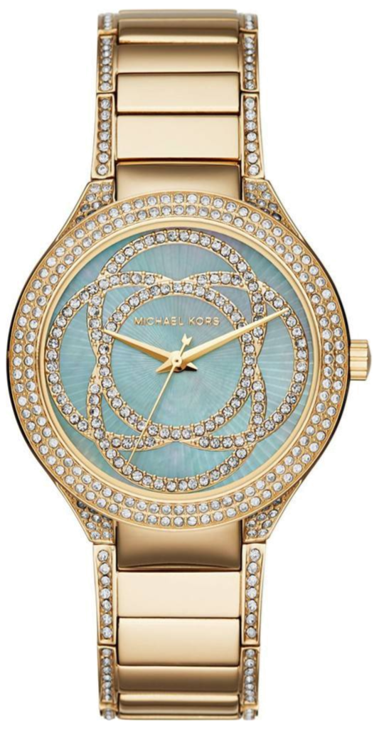 Michael Kors Kerry Mother of Pearl Dial Gold Steel Strap Watch for Women - MK3481