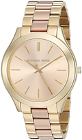 Michael Kors Slim Runway Pink Dial Two Tone Steel Strap Watch for Women - MK3493