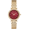 Michael Kors Darci Quartz Mother of Pearl Red Dial Gold Steel Strap Watch For Women - MK3583