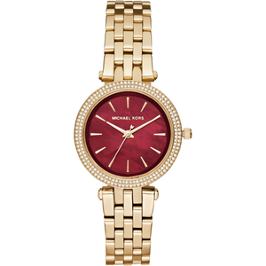  Shop Authentic Michael Kors Darci Quartz Mother of Pearl Red Dial Gold Steel Strap Watch For Women - MK3583 - Luxxuri