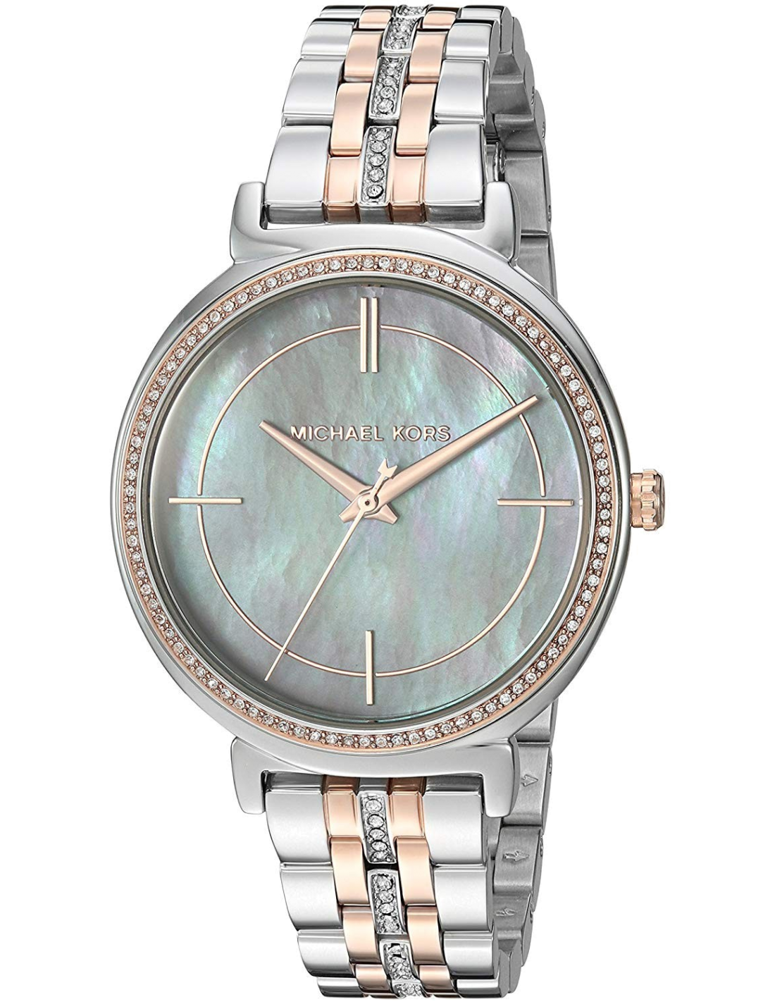 Michael Kors Cinthia Mother of Pearl Grey Dial Two Tone Steel Strap Watch for Women - MK3642