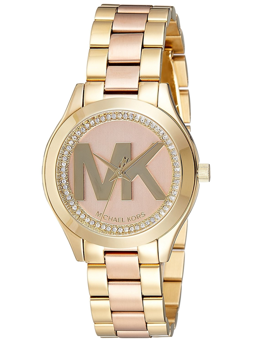 Michael Kors Mini Slim Runway Rose Gold Dial Two Tone Steel Strap Watch for Women - MK3650