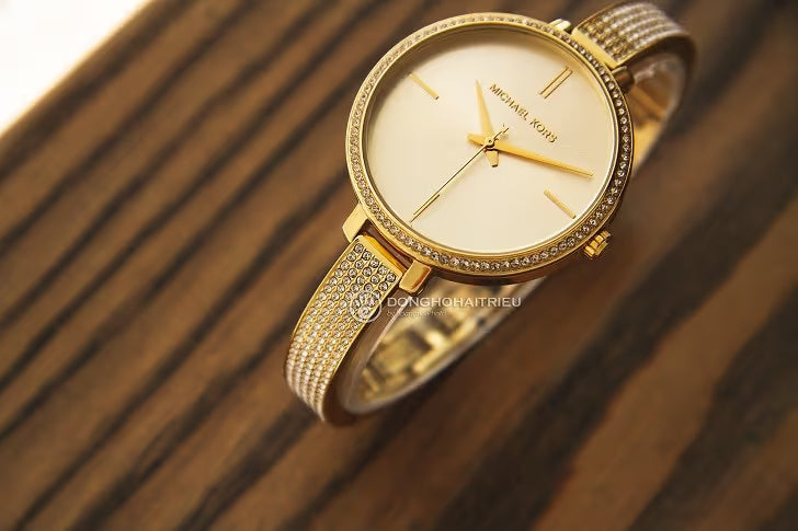  Shop Authentic Michael Kors Jaryn Quartz Gold Dial Gold Steel Strap Watch For Women - MK3784 - Luxxuri