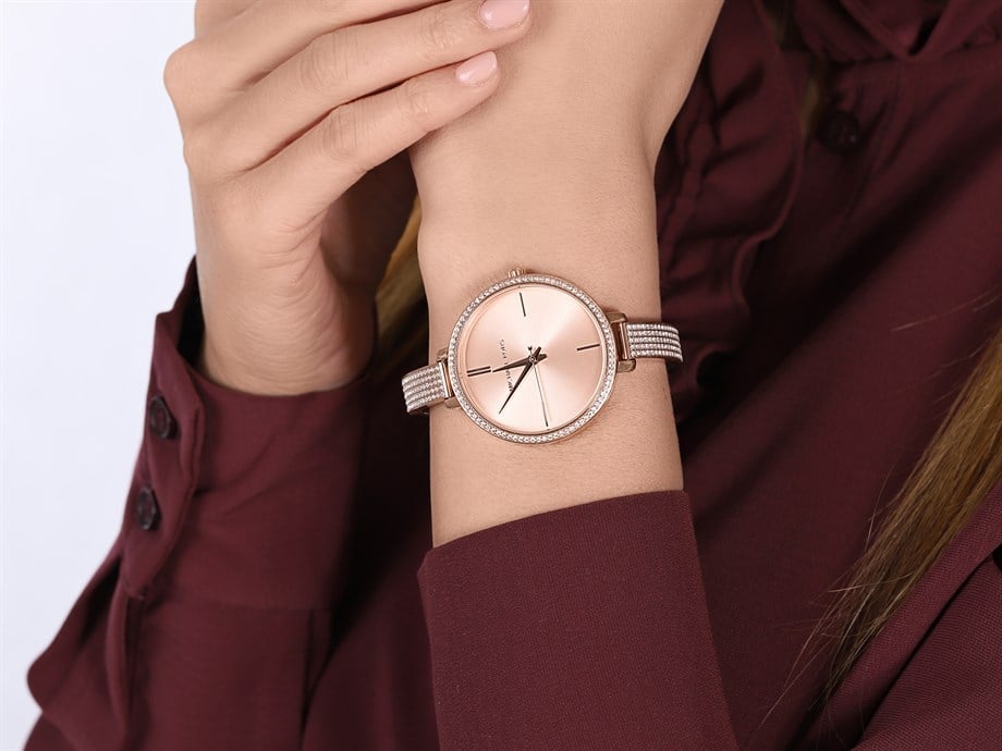  Shop Authentic Michael Kors Jaryn Quartz Rose Gold Dial Rose Gold Steel Strap Watch For Women - MK3785 - Luxxuri